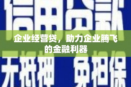 弋阳企业经营贷，助力企业腾飞的金融利器