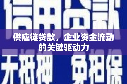 阿莲供应链贷款，企业资金流动的关键驱动力