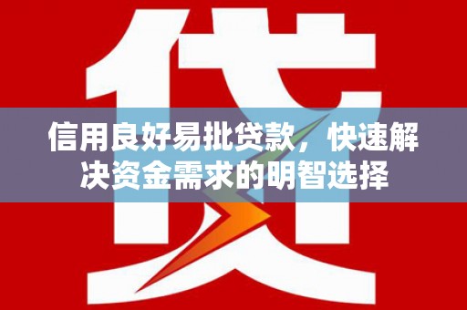 商南信用良好易批贷款，快速解决资金需求的明智选择