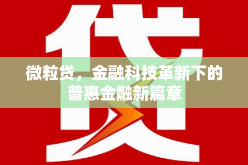 彬县微粒贷，金融科技革新下的普惠金融新篇章